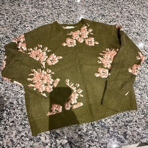 Knox Rose Olive Floral Sweater